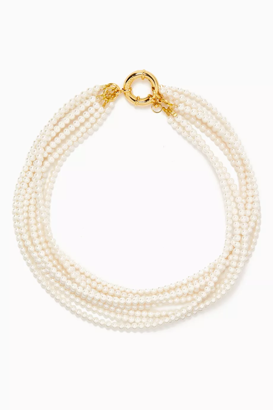 Buy Timeless Pearly White Multi strand Pearl Necklace in 14kt Gold plated Brass For Women Online Ounass UAE