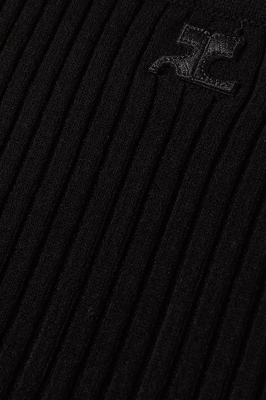 Buy Courreges Black Signature Pointy Tank Top in Rib-knit For
