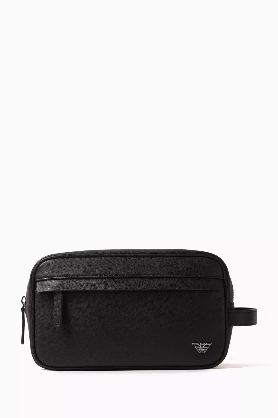 Buy Emporio Armani Black Logo Zip Toiletry Bag in Saffiano Leather For Men Online Ounass UAE