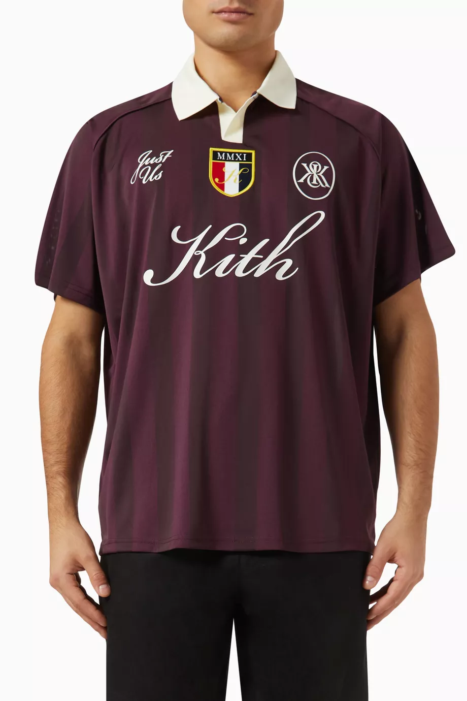 Buy Kith Red Shadow Stripe Marcel Soccer Jersey For Men