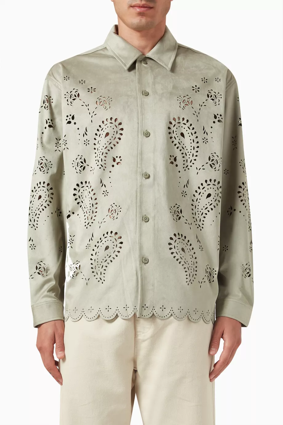 Buy Kith Green Isaac Button-down Shirt in Microsuede For Men 
