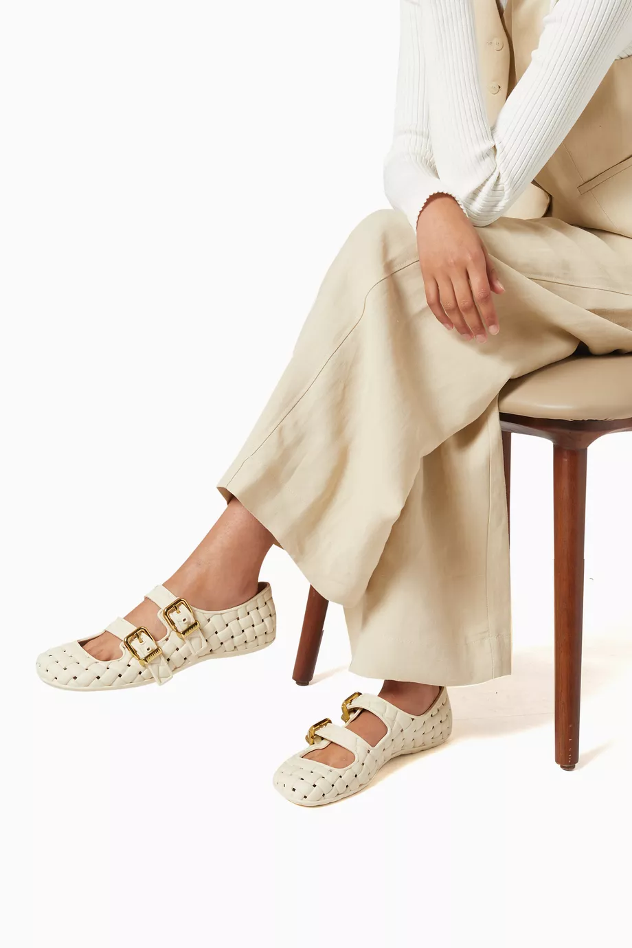 Bottega Veneta Amy メリージェーン バレリーナ Bottega Veneta® Women's Amy Mary-Jane Ballerina in Zenith
