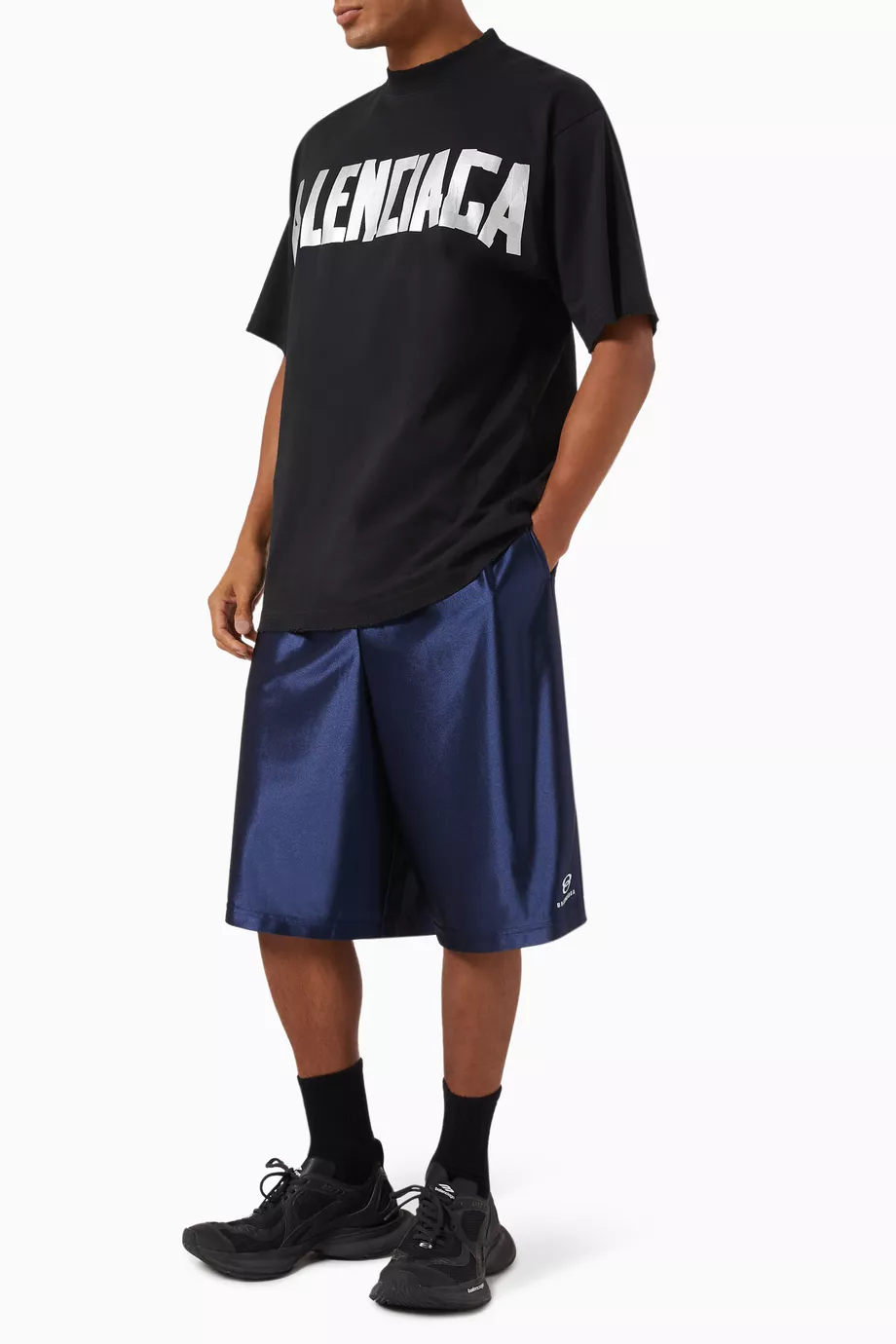 Buy Balenciaga Blue Unity Sports Icon Basketball Shorts in Laminated Jersey For Men Online Ounass UAE