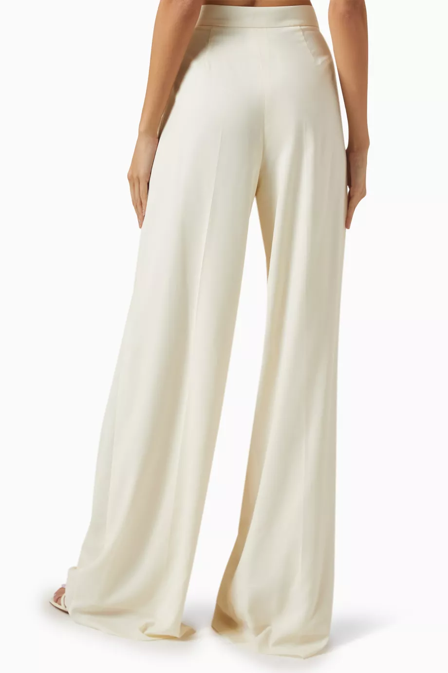 Buy Max Mara White Piombo Wide-leg Pants in Virgin Wool For