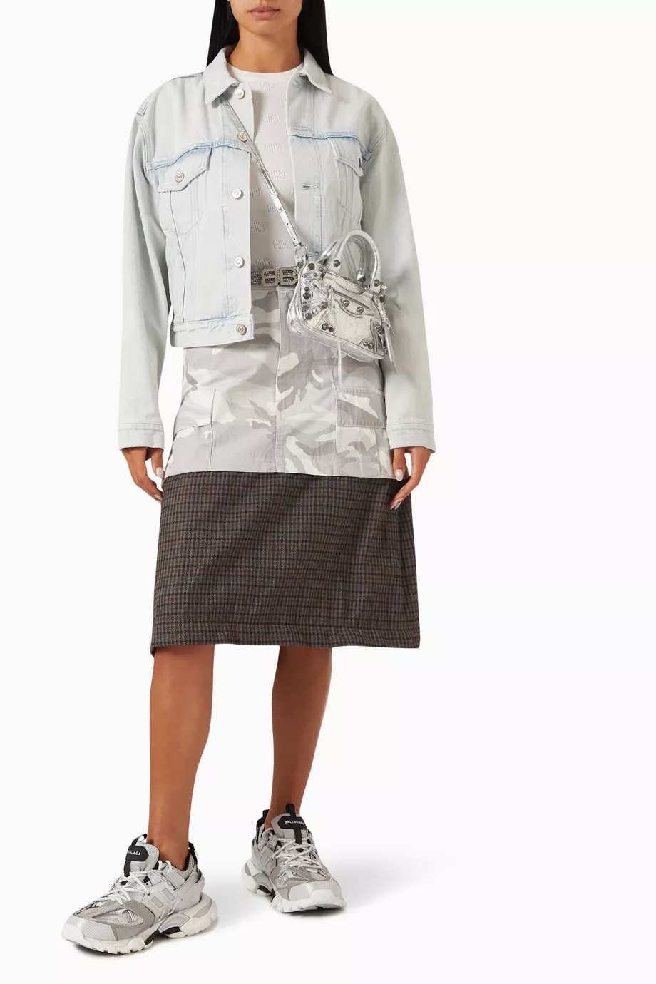 Buy Balenciaga Grey Layered Maxi Cargo Skirt in Virgin Wool