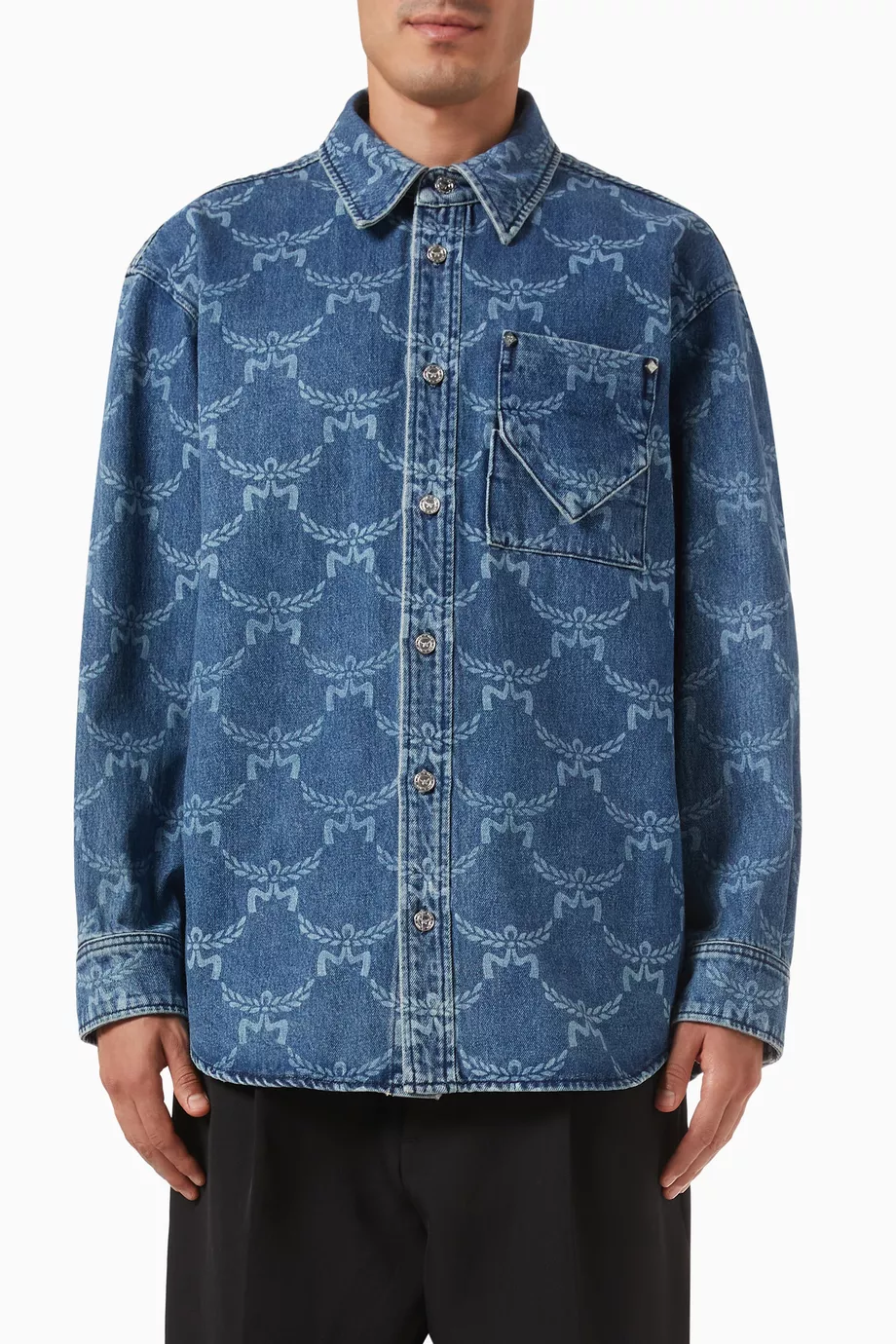 Buy MCM Purple Monogram Shirt in Denim For Men Online Ounass UAE