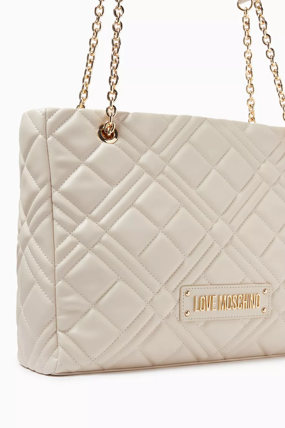 Buy Love Moschino Neutral Quilted Tote Bag in Leather For Women Online Ounass UAE
