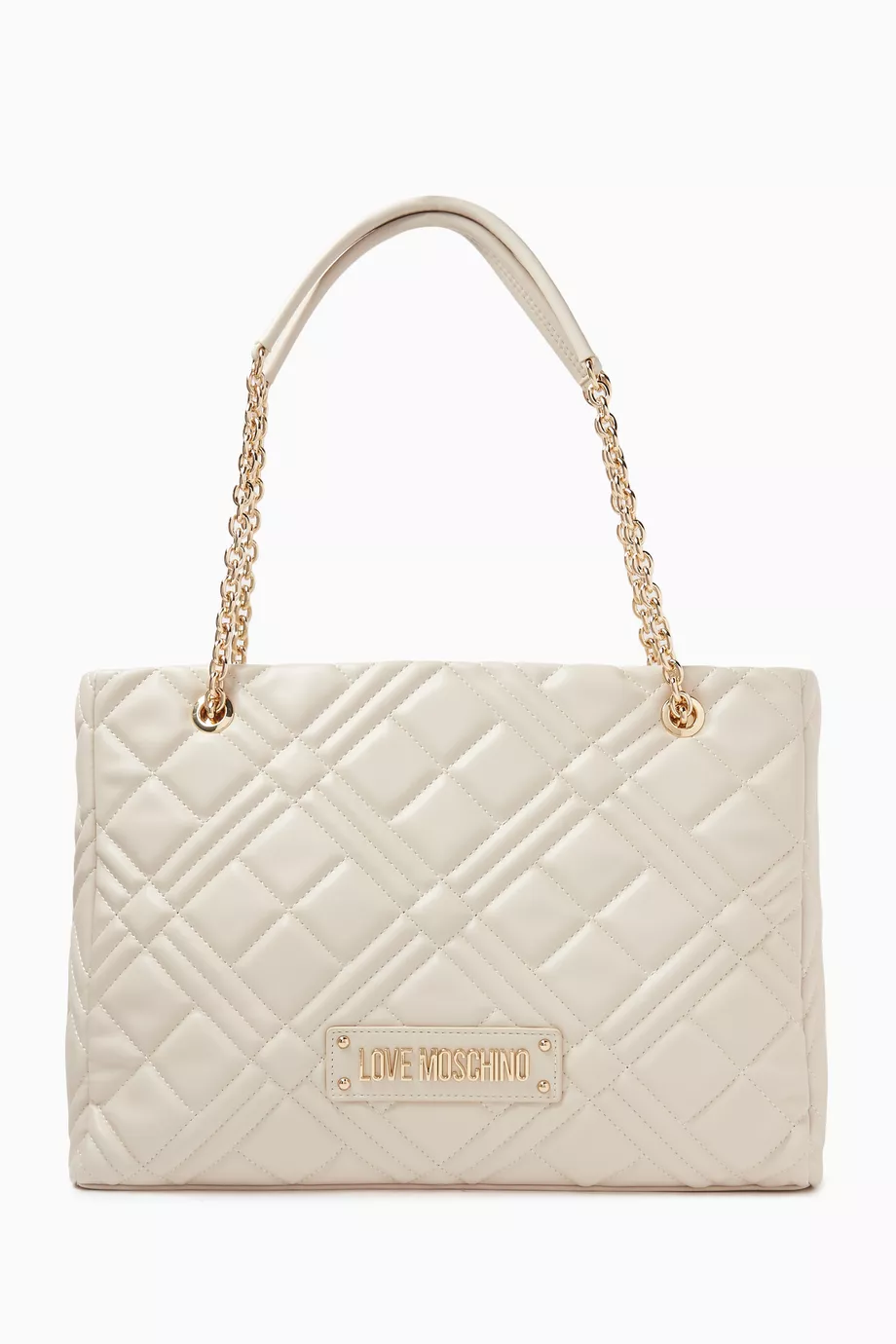 Buy Love Moschino Neutral Quilted Tote Bag in Leather For Women Online Ounass UAE