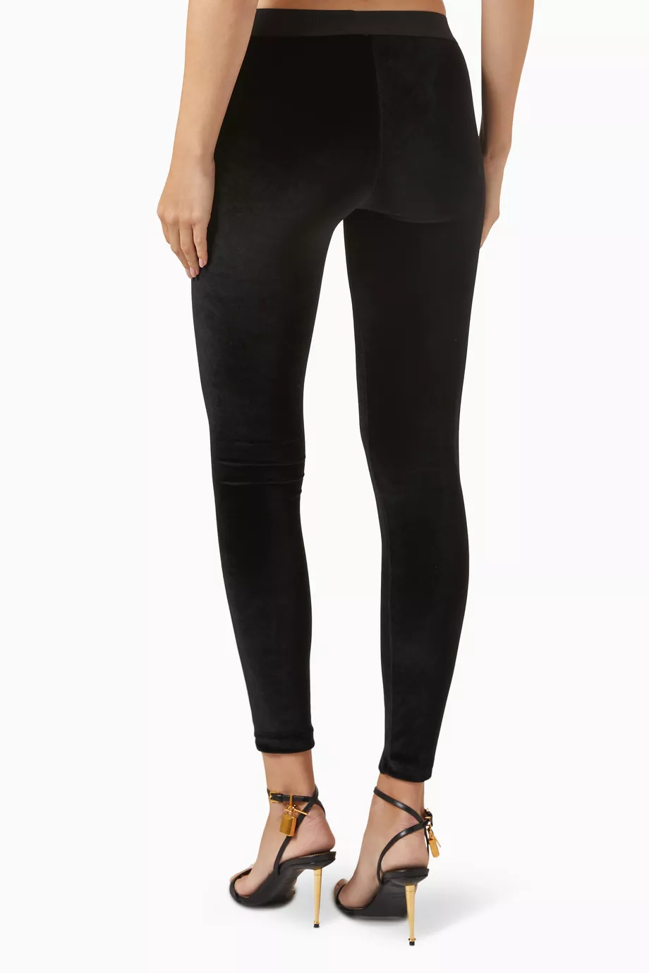 パンツ TOM FORD WOMEN Logo Stretch Velvet Leggings Black STRETCH VELVET SIGNATURE LEGGINGS | Tom Ford Fashion