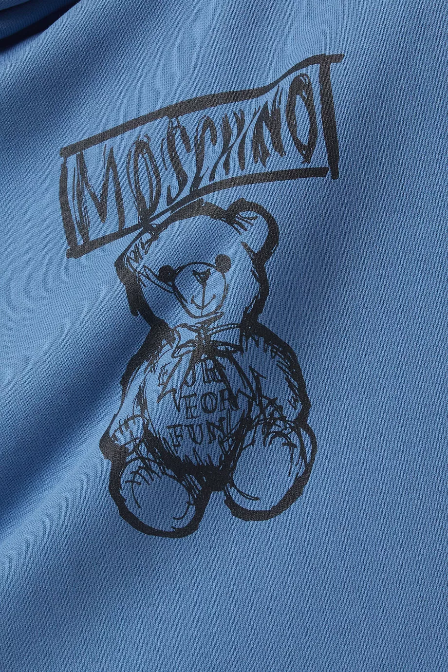 Buy Moschino Blue Teddy Bear print Hoodie in Organic Cotton For Men Online Ounass UAE