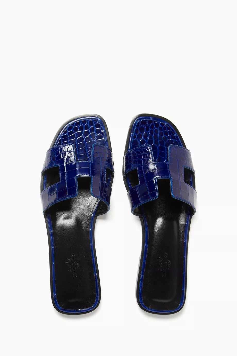 Buy Hermes Pre Loved Blue Unused Oran Sandals in Crocodile Leather For Women Online Ounass UAE
