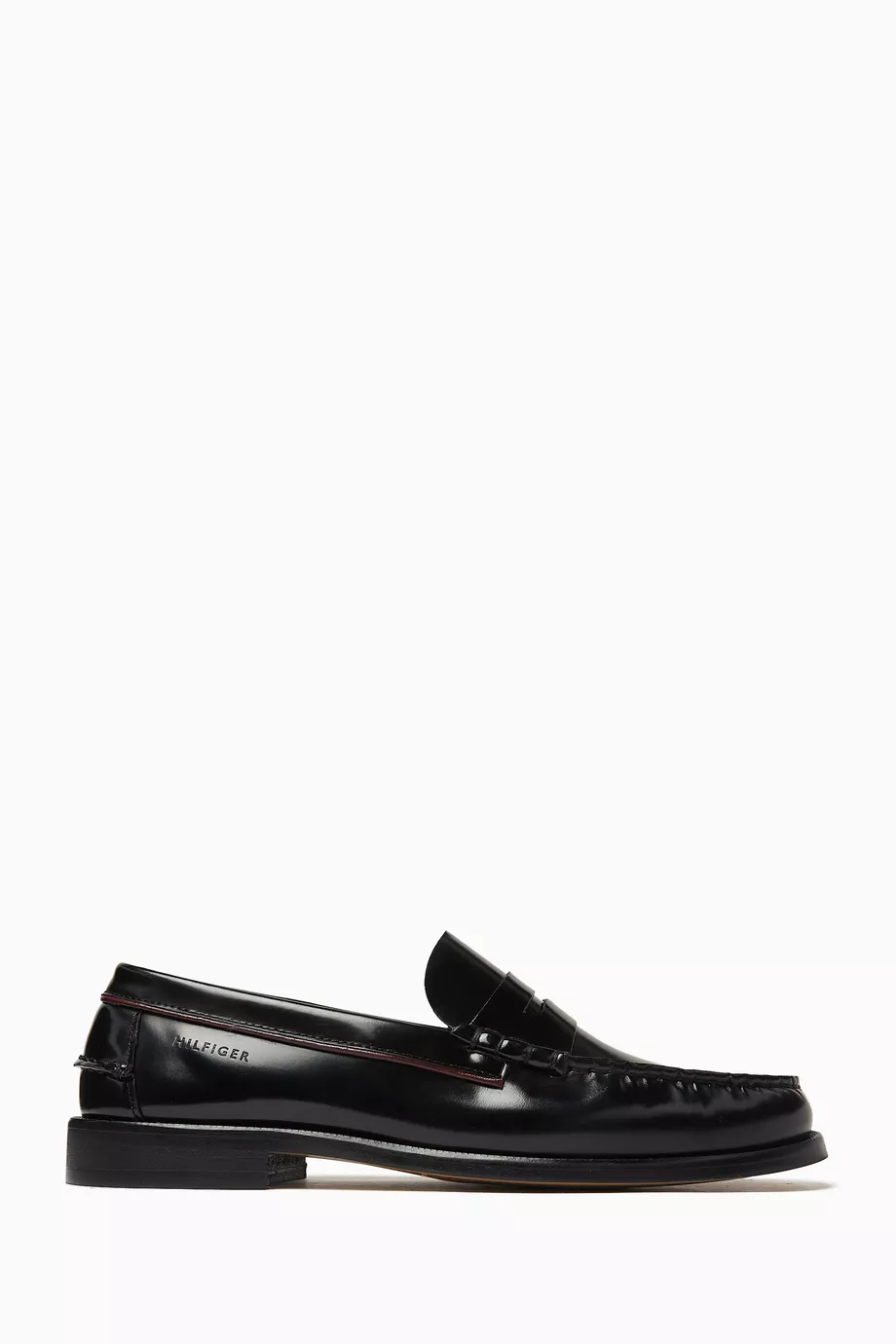 Buy Tommy Hilfiger Black Logo-embossed Loafers in Patent  display picture 3