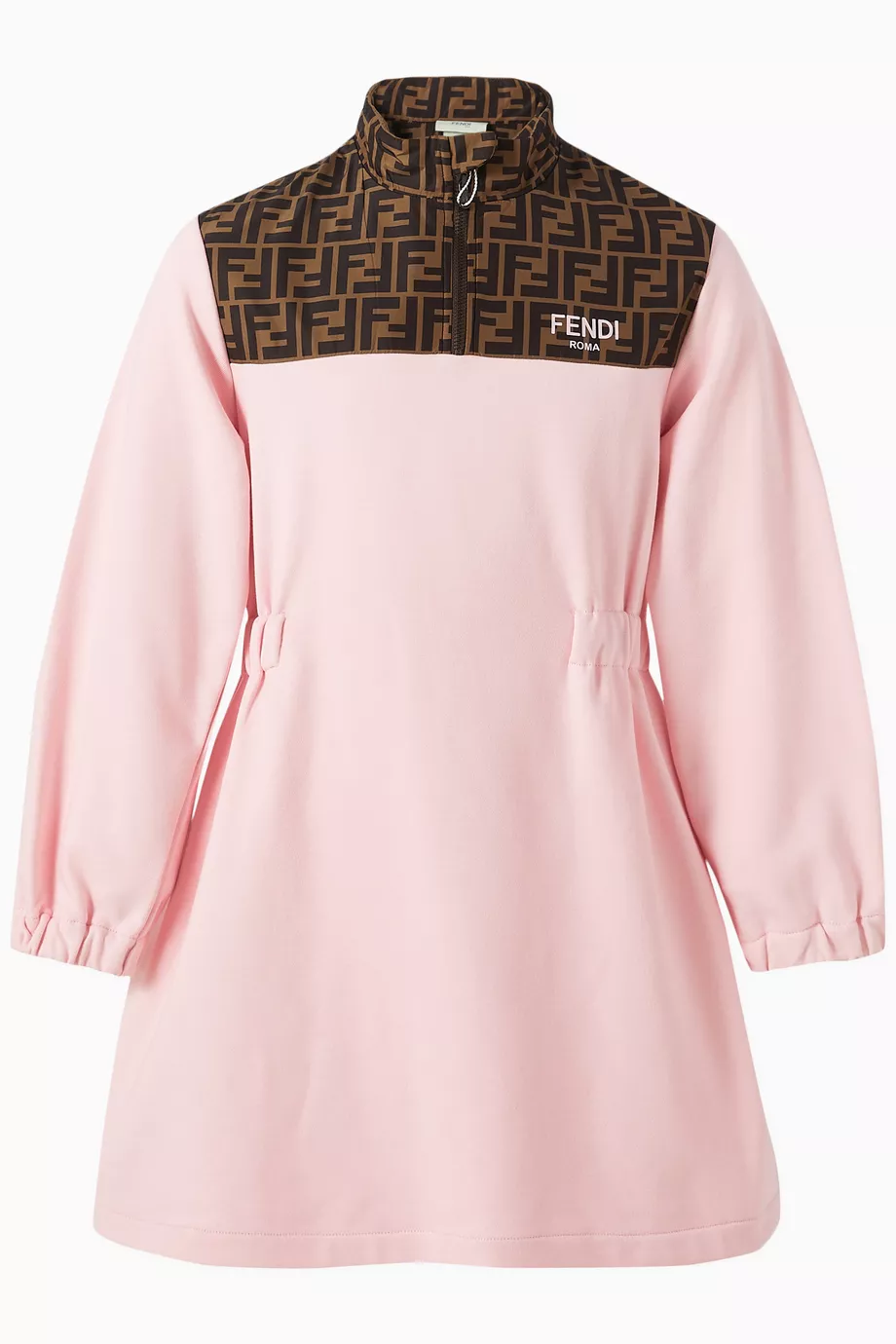 Buy Fendi Pink Logo Panel Dress in Fleece For Girls Online