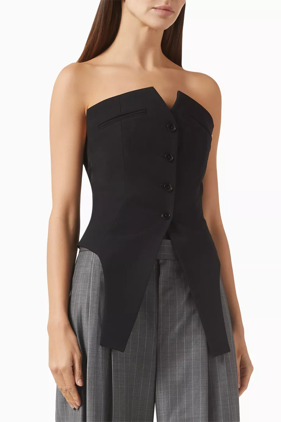 Buy Alexander Wang Black Deconstructed Vest in Wool For