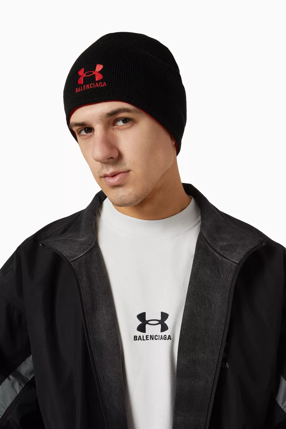 Buy Balenciaga Red x Under Armour Reversible Beanie For Men Online