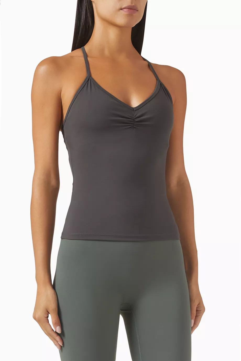 Buy Adanola Grey Ultimate Ruched Front Racer Tank Top For