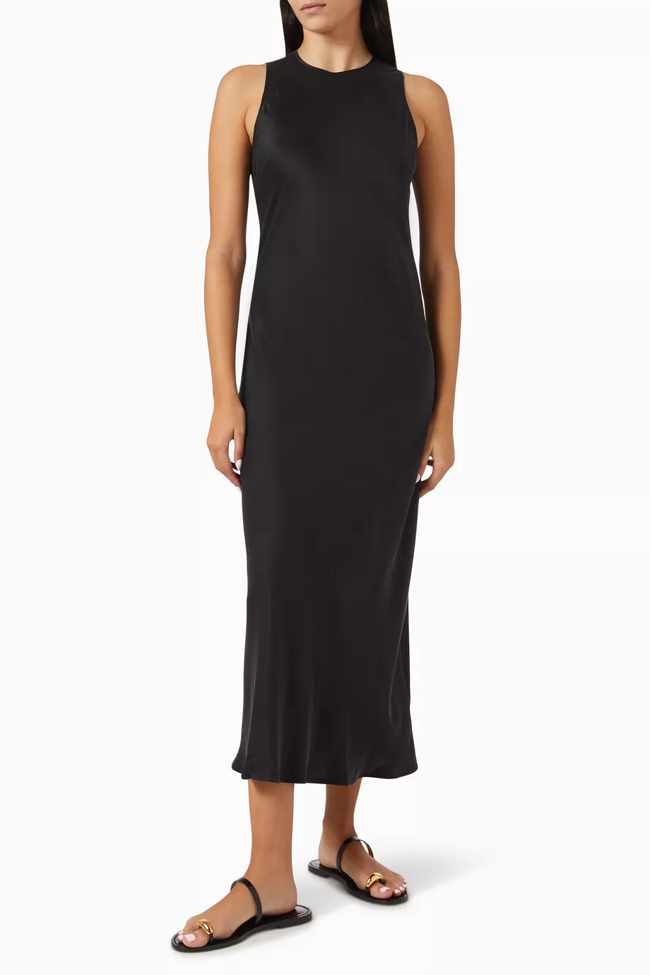 asceno valencia silk satin slip dress Asceno Black Valencia Maxi Dress