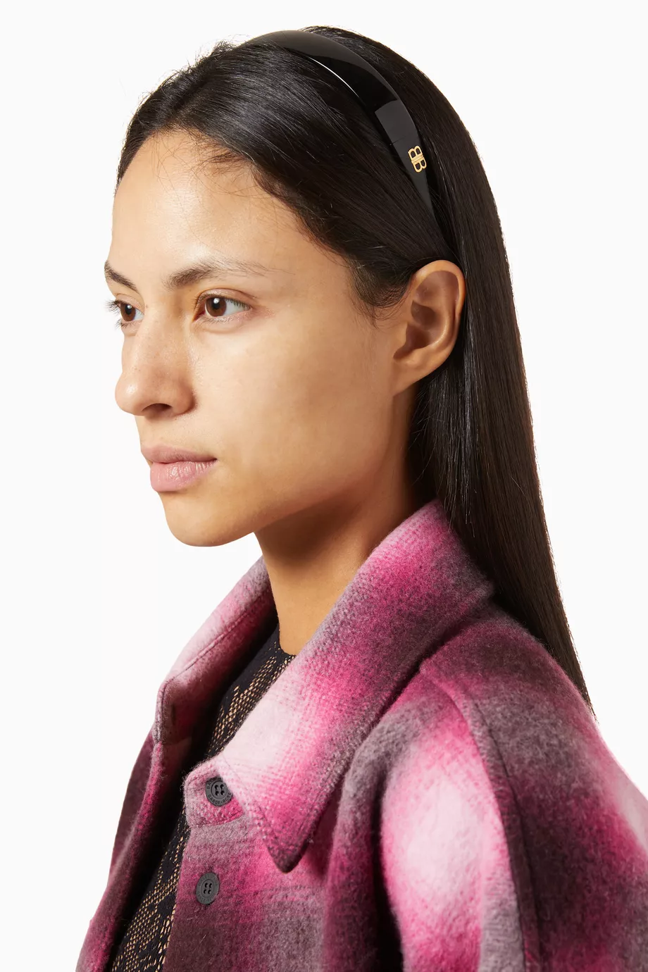 Buy Balenciaga Black Country Club Side BB Headband in Acetate For