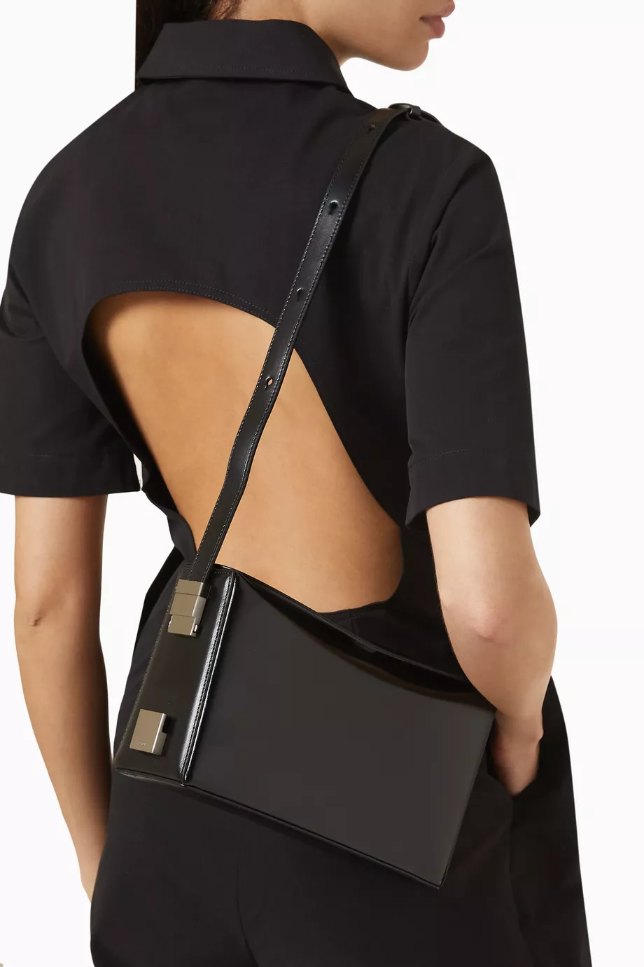 Buy OSOI Black Sandy Box Shoulder Bag in Patent Leather For Women 