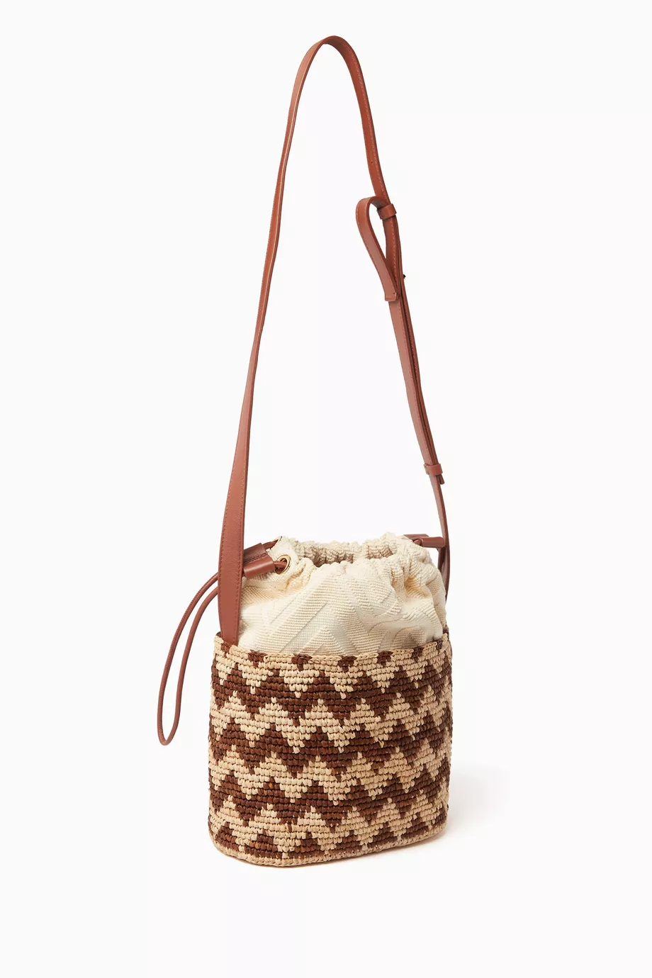 【MISSONI】 Zigzag Medium raffia bucket bag Zigzag Medium raffia bucket bag in neutrals - Missoni