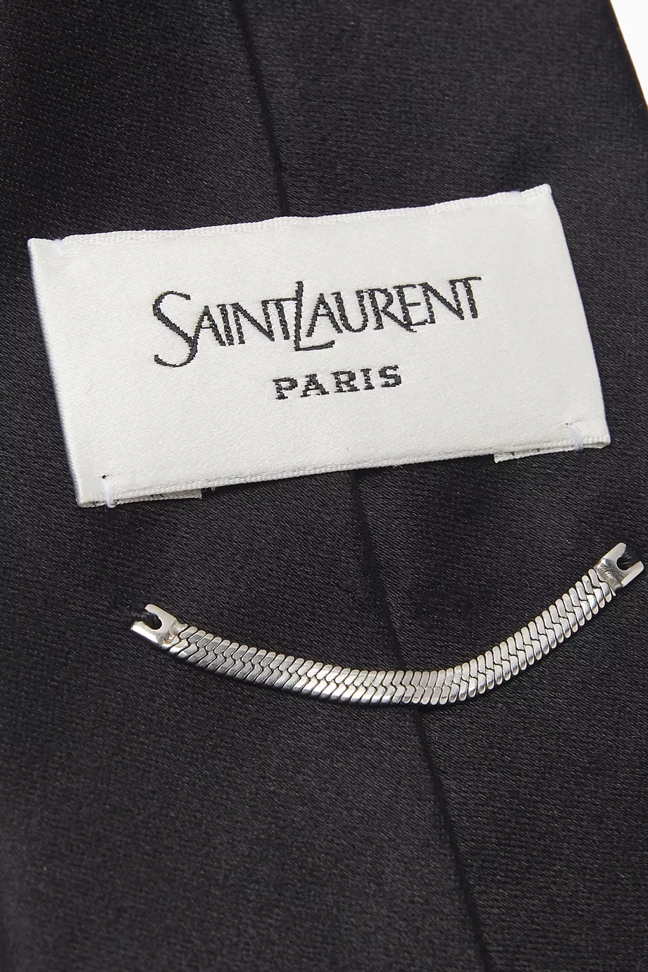 Buy SAINT LAURENT Black Wide Tapered Tie in Silk Satin For