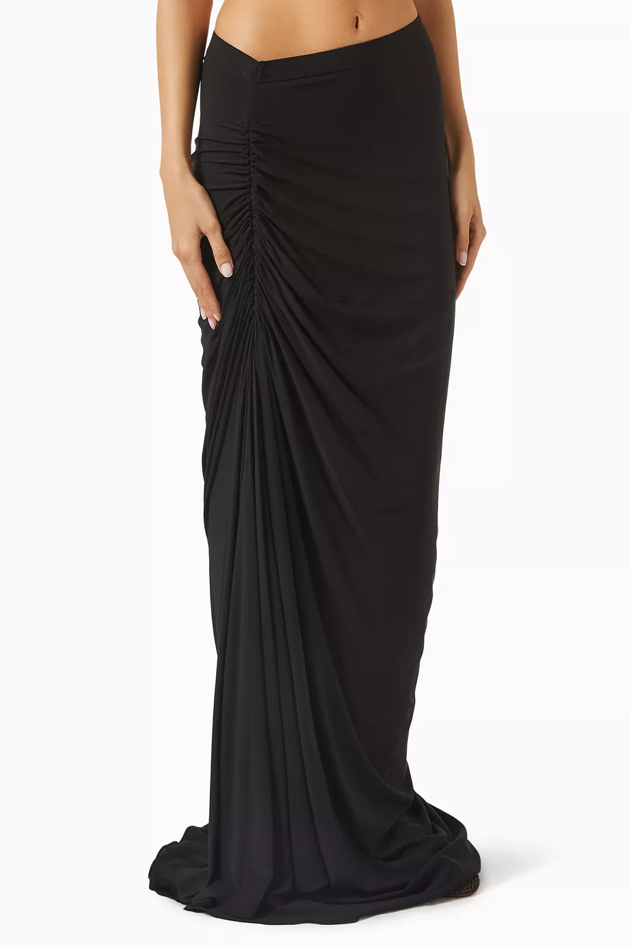 スカート Alaia Long draped black skirt in jersey Alaïa Long draped black skirt in jersey | TheDoubleF