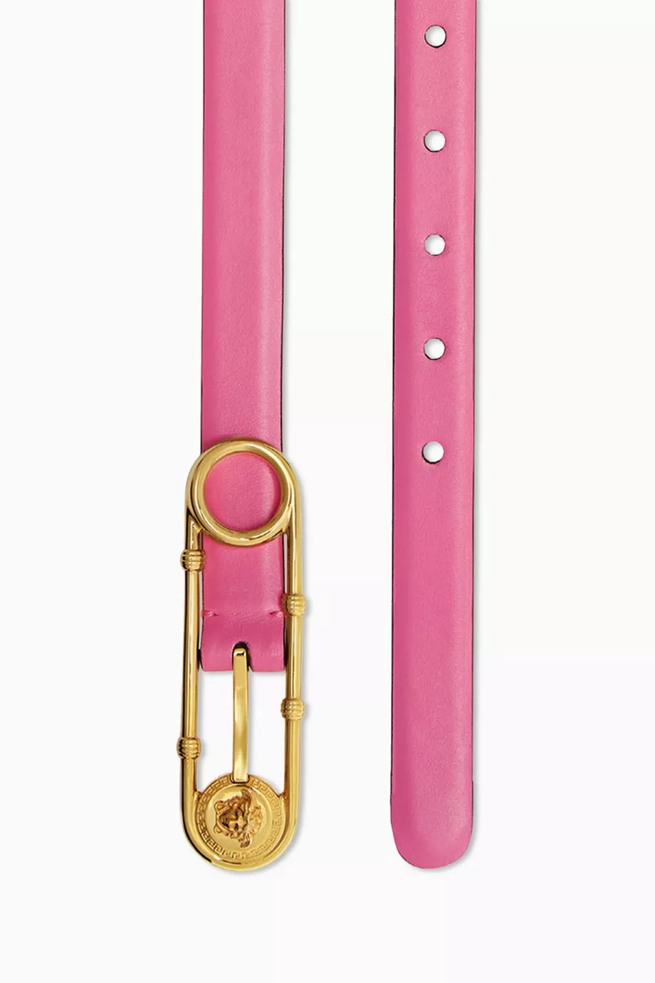 Buy Versace Pink Safety Pin Belt in Calf Leather For Women  display picture 3