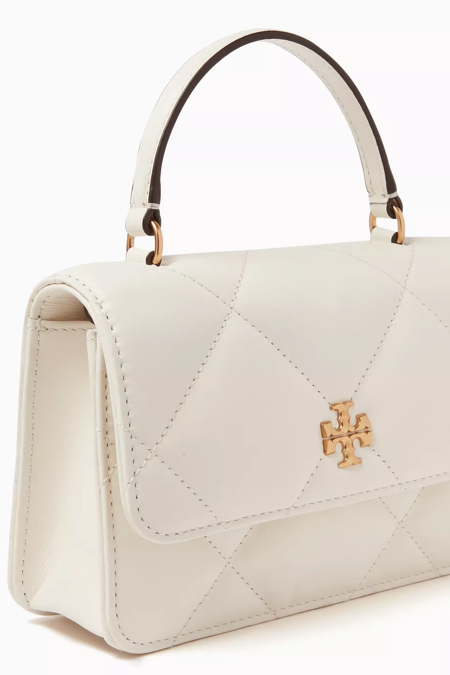 Buy Tory Burch White Mini Kira Diamond Quilt Top-handle Bag