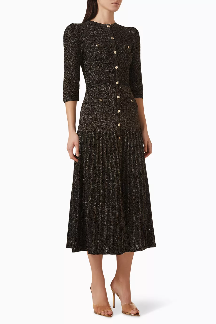sandro ramia pointelle knit midi dress Buy Black in Lurex-blend For Women Online Beige