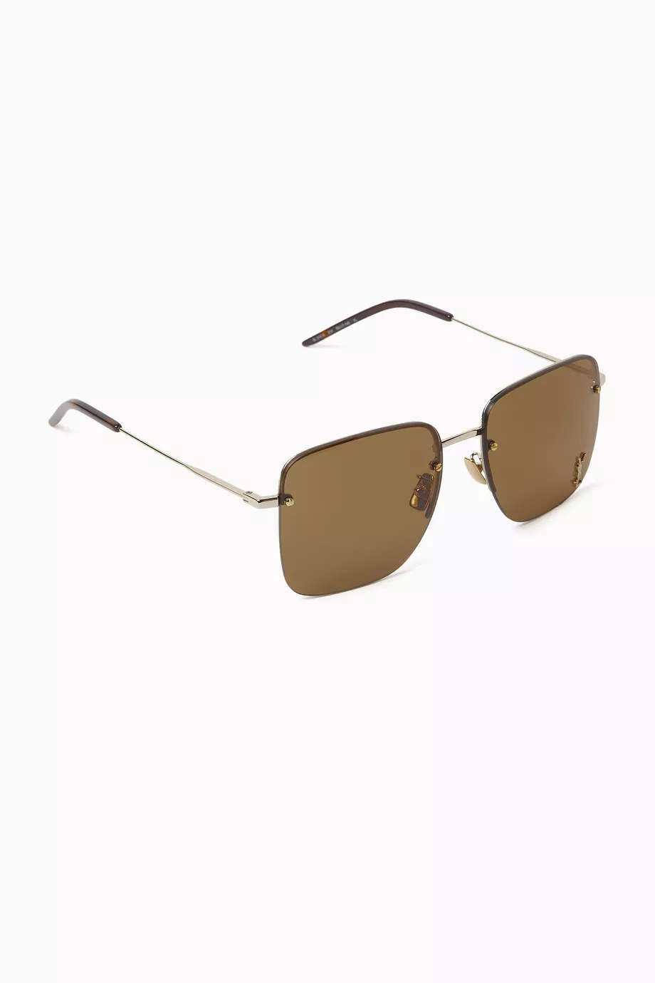 Buy SAINT LAURENT Gold Cassandre Square Sunglasses in Metal For