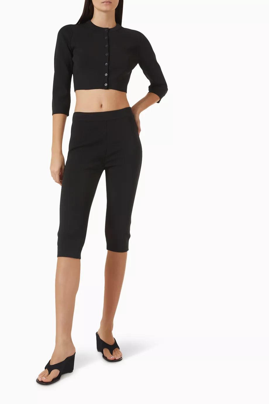 Buy SKIMS Black Refined Knit Capri Pants For Women Online | Ounass UAE